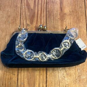 NWT Teal Velvet & Gold Purse Clutch